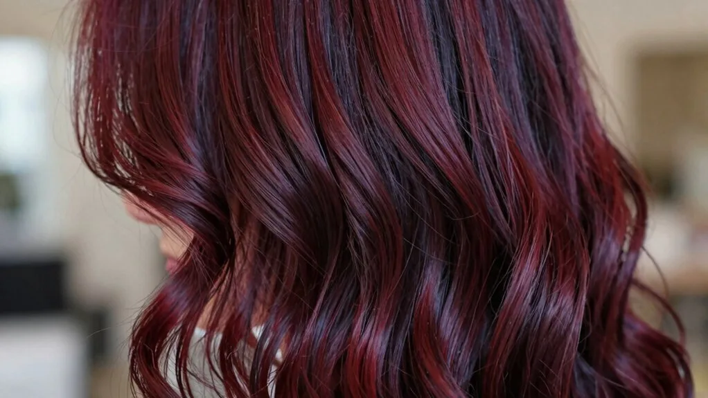 burgundy balayage for dimension