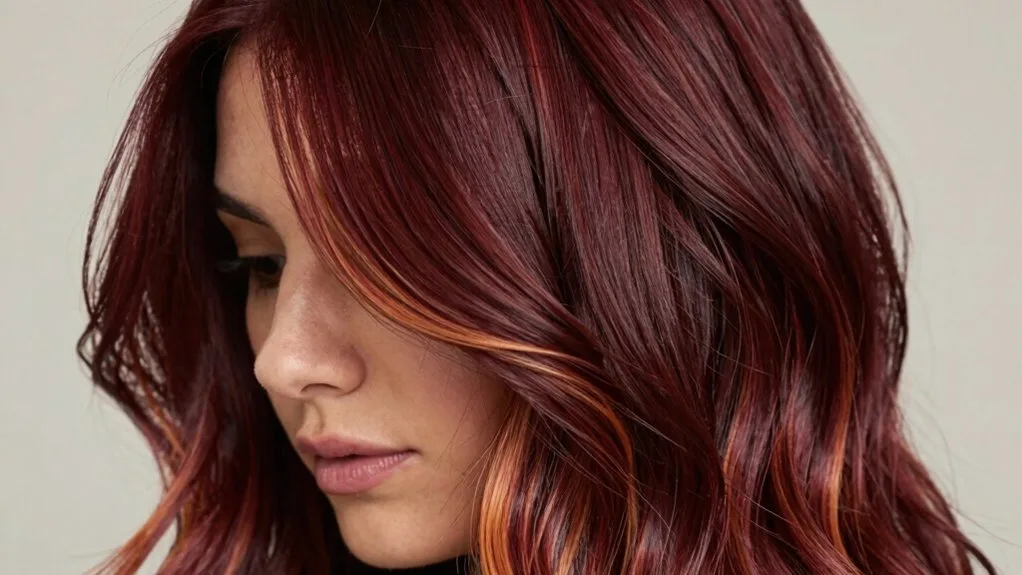 burgundy brown with lowlights