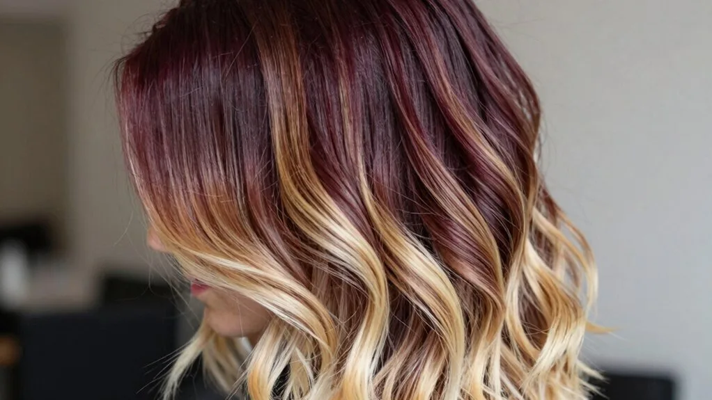 burgundy champagne gradient technique