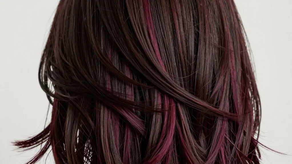 burgundy peekaboo highlights contrast