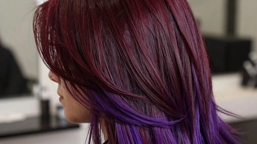 burgundy purple hair color blend