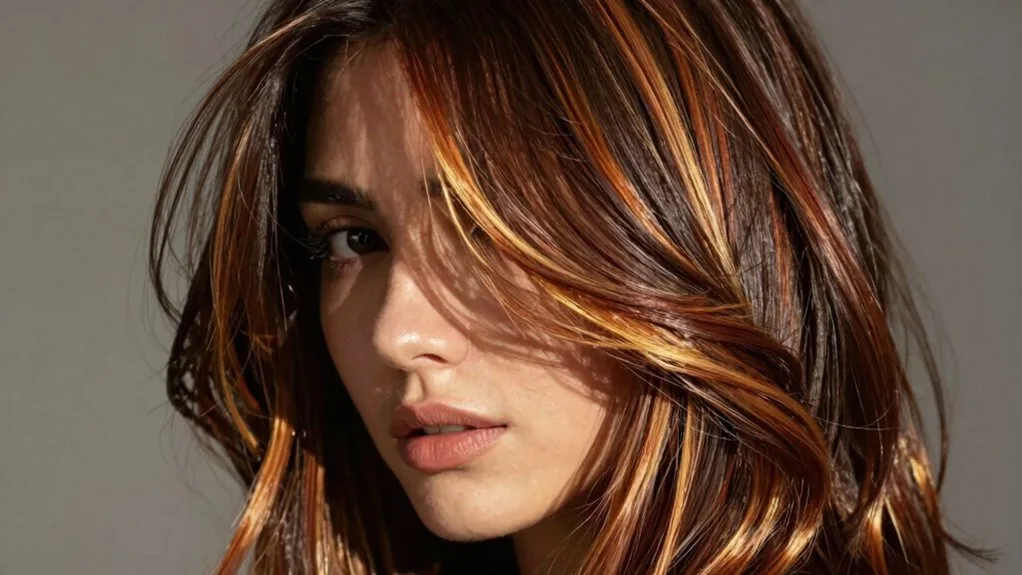 caramel copper peekaboo highlights