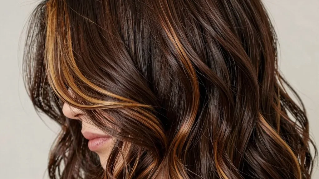 caramel peekaboo highlights for brunettes