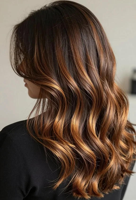 caramel tipped deep brunette blend