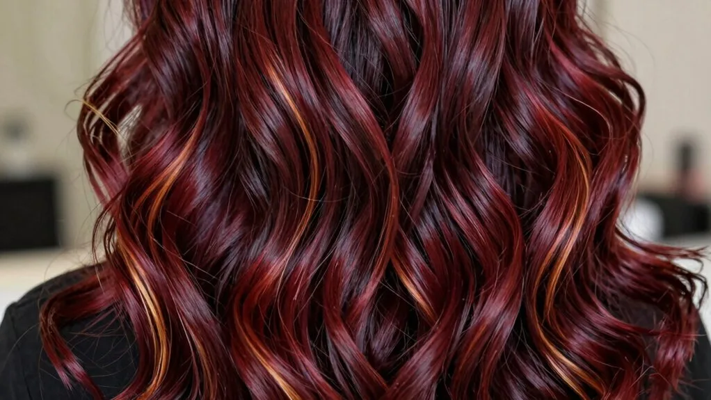cherry cola textured balayage