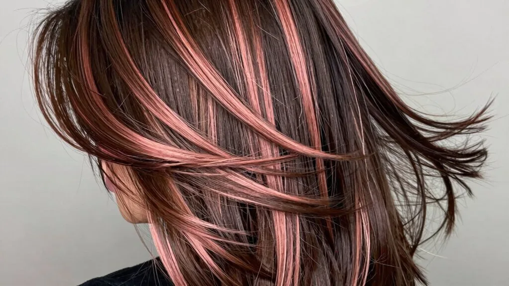 chocolate brown rose gold highlights