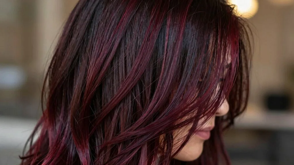 chocolate cherry balayage technique