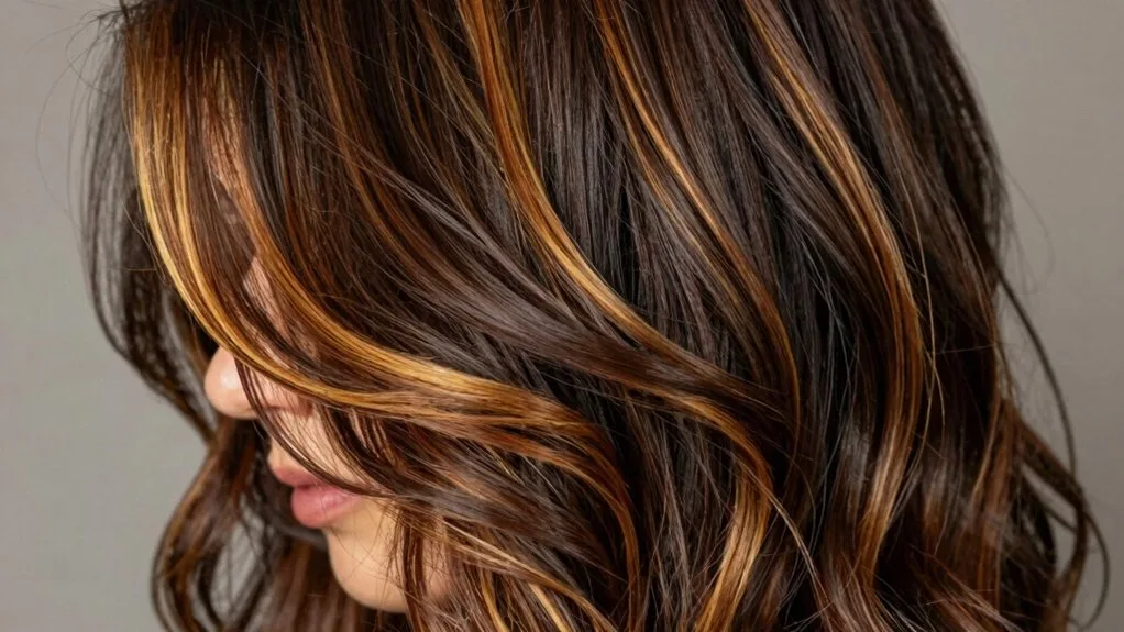 cinnamon toned highlights for brunettes
