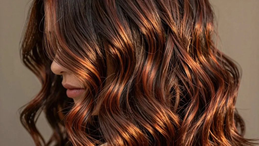 copper balayage on brunettes