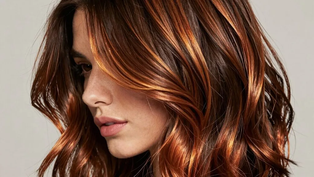 copper highlights for brunettes