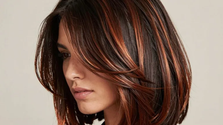 copper lowlights in dark chocolate