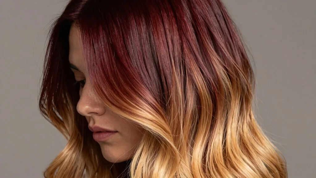 dark red blonde balayage