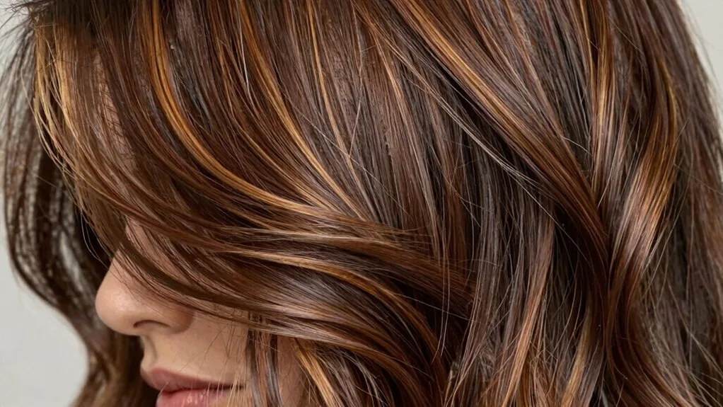 delicate dimensional brunette highlights