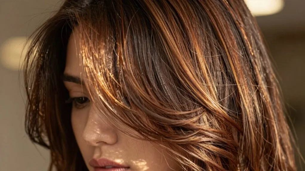 dimensional bronze hair highlights