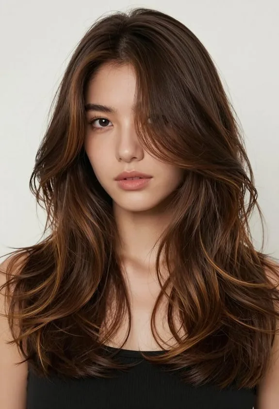 dimensional brown layered hairstyle