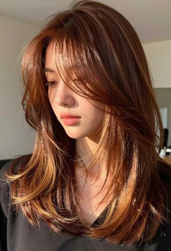 dimensional caramel auburn layers