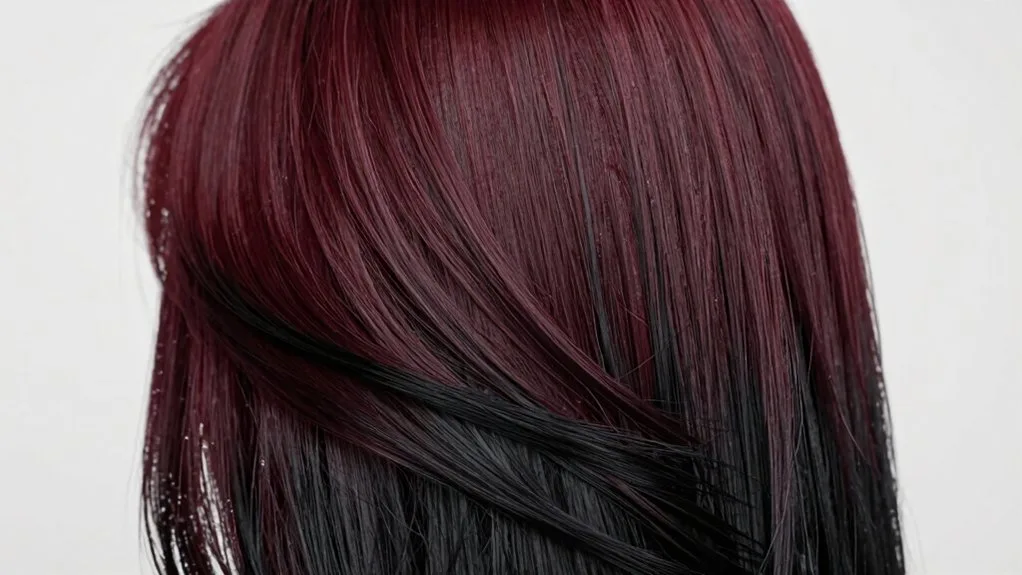 dramatic burgundy black color blocking