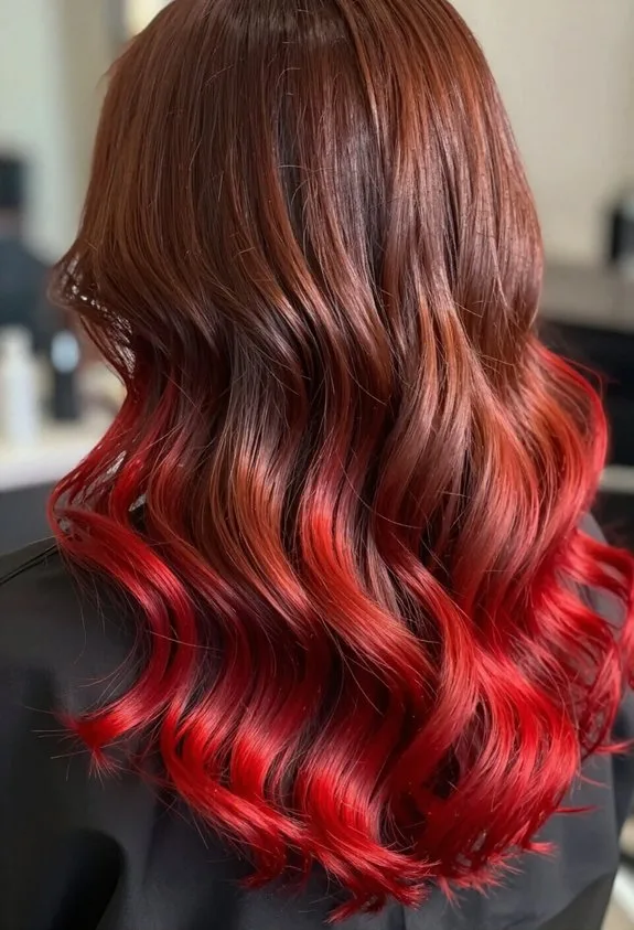 dramatic cherry red dip dye