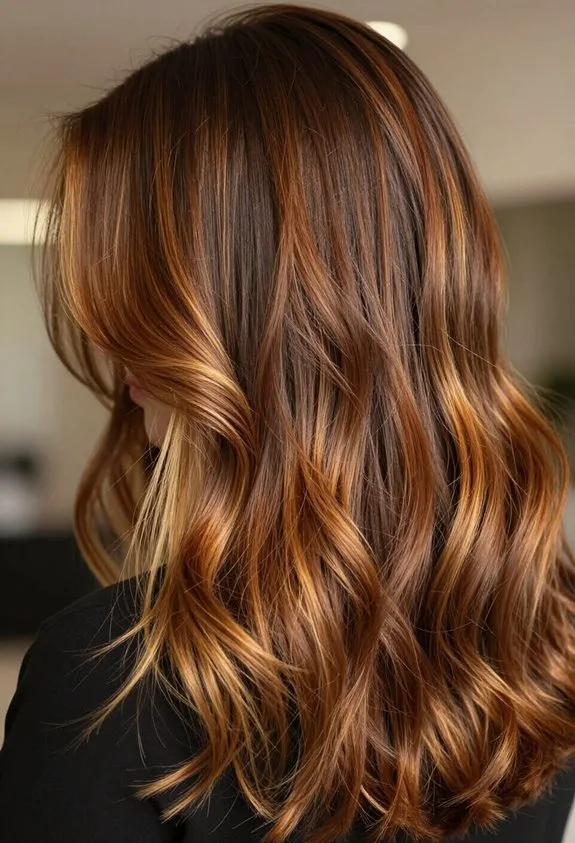elegant chestnut with highlights
