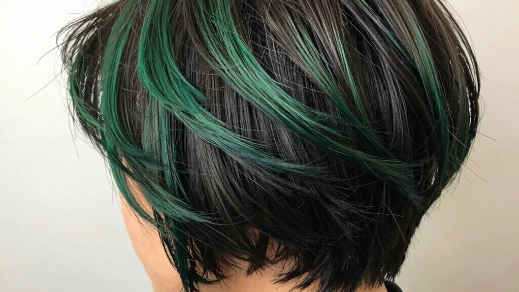 emerald green peekaboo highlights