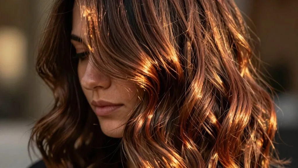gentle copper infused brunette highlights