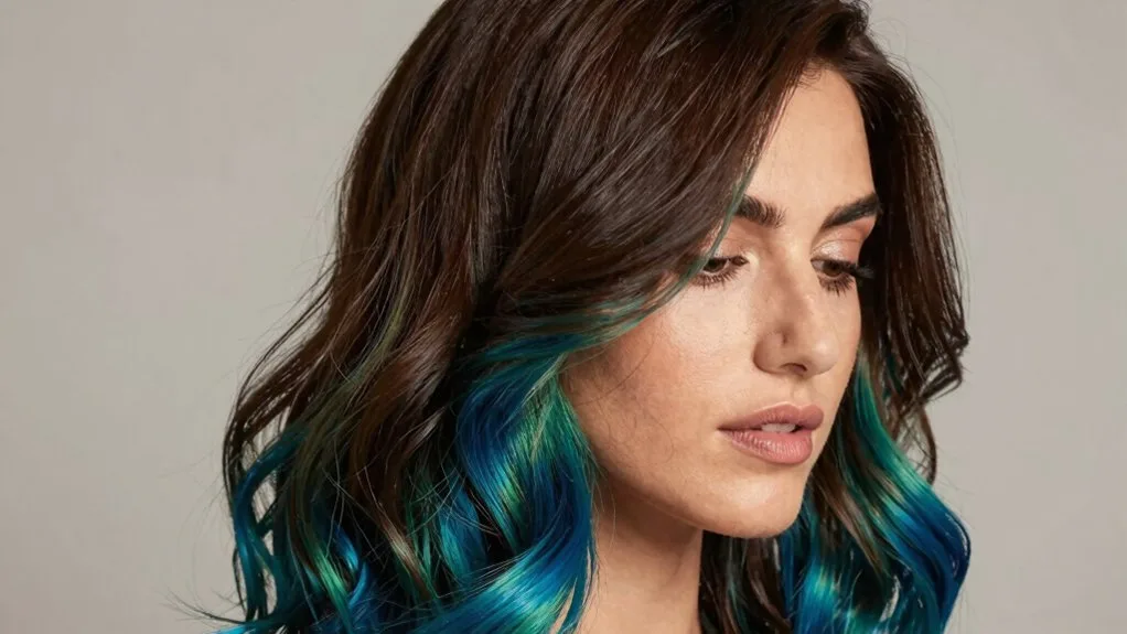 iridescent peacock blue highlights