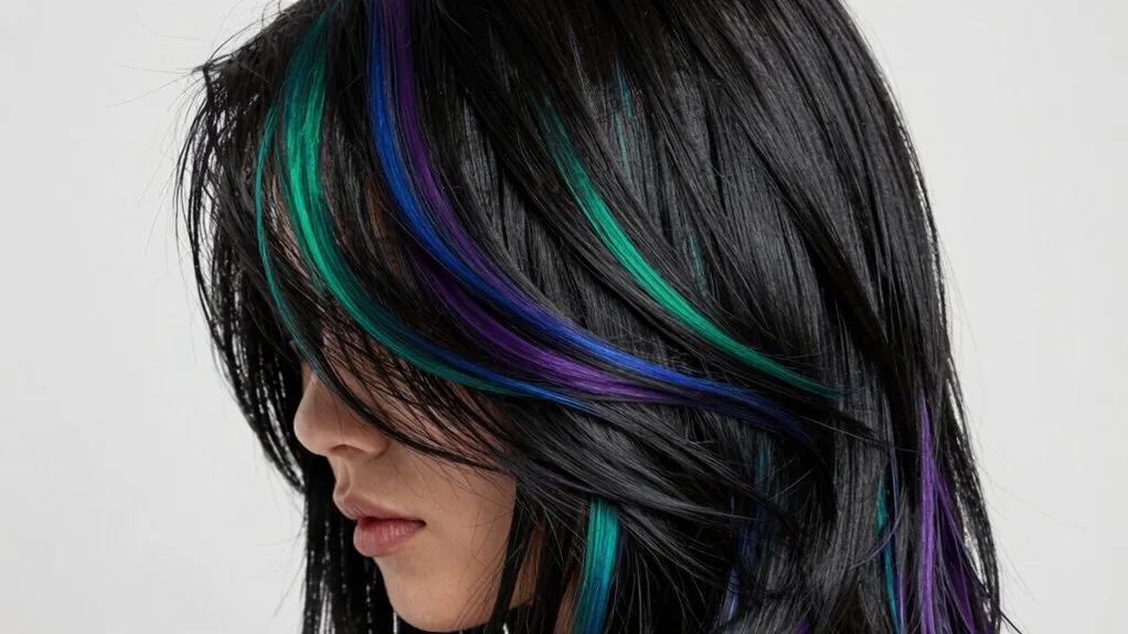 jewel tone peekaboo highlights transformation