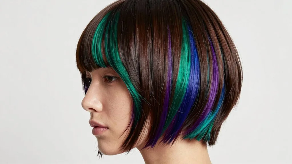 jewel tones under bangs