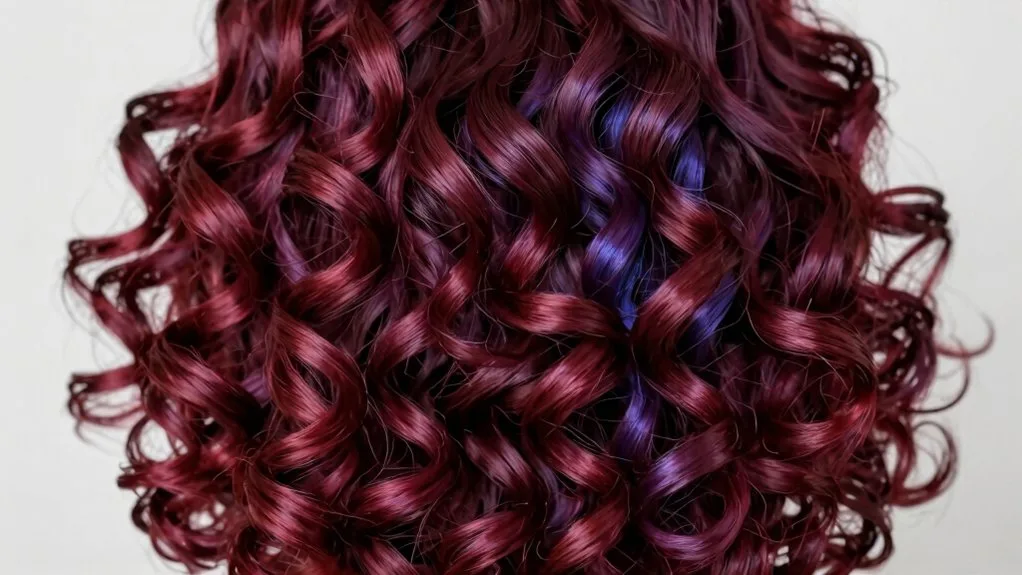 luminous wine red curls
