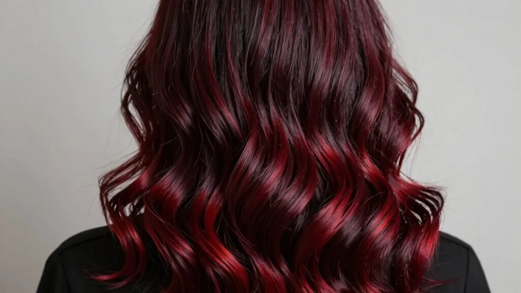 luxe burgundy waves styling