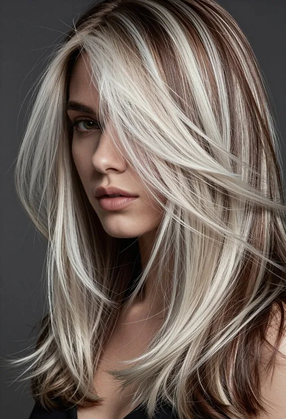 platinum highlights on brown