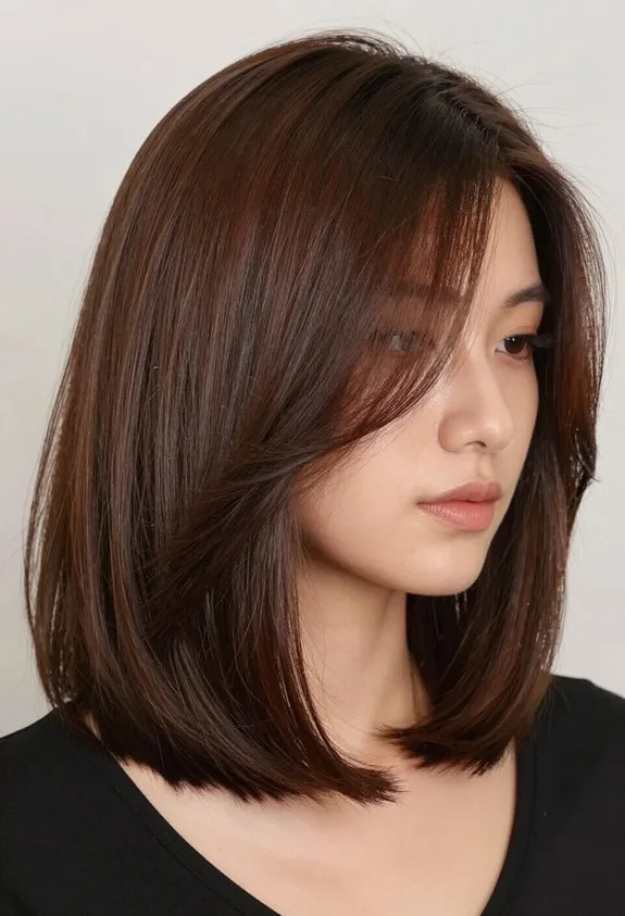 polished sleek brunette bob