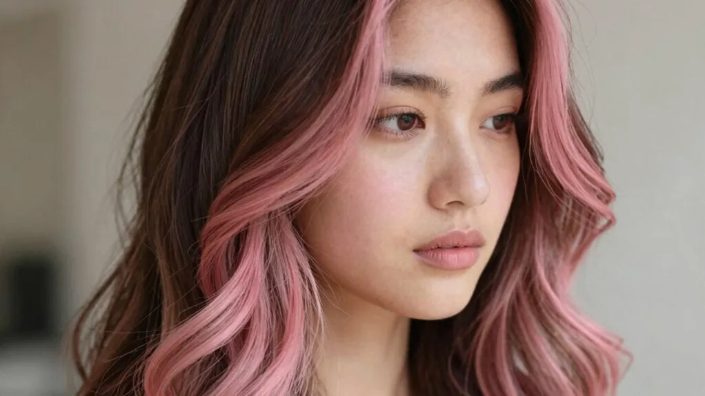 romantic dusty rose balayage