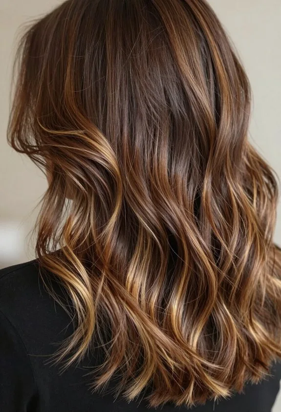 rooted brunette with highlights