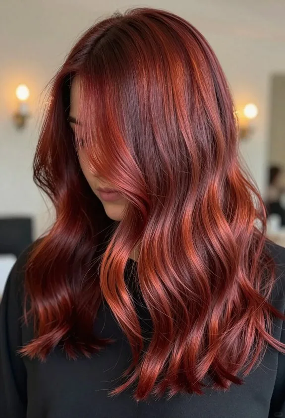 sophisticated mahogany balayage highlights
