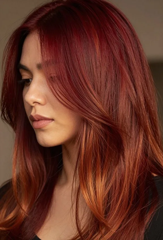 sophisticated mahogany red hue