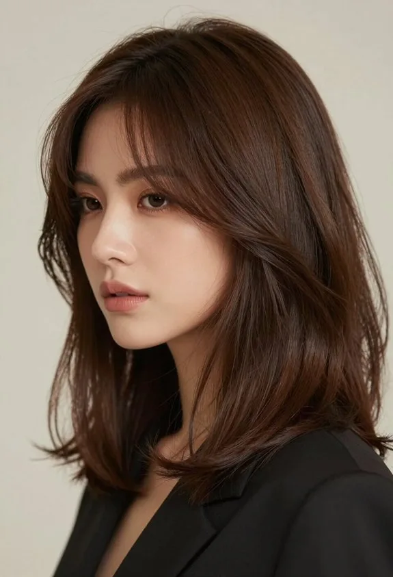 sophisticated side swept medium bob