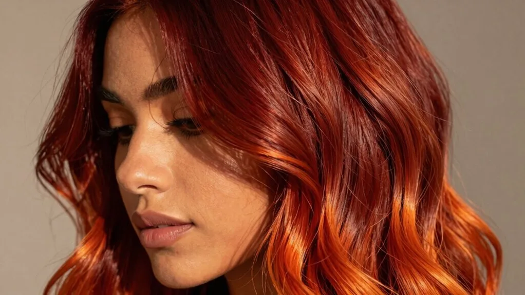 striking red hair contrast