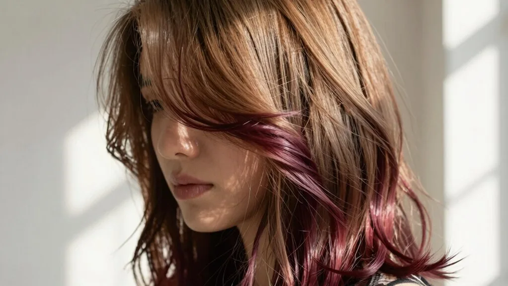 subtle dimensional burgundy lowlights