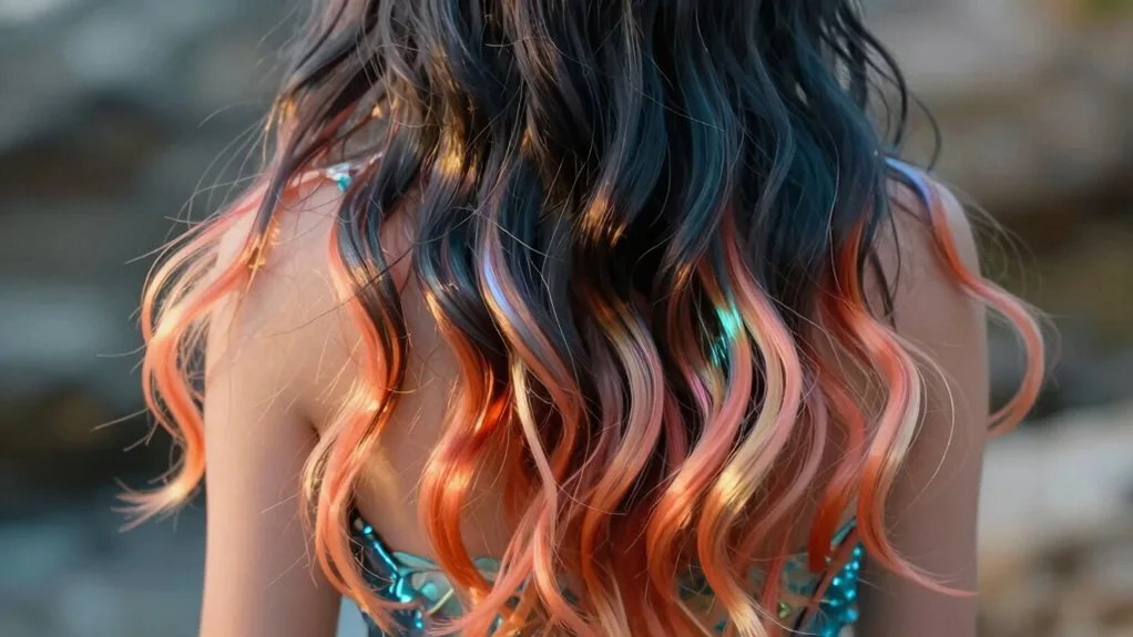 sunset inspired mermaid peekaboo streaks