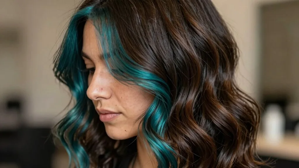 teal enhances warm brunettes