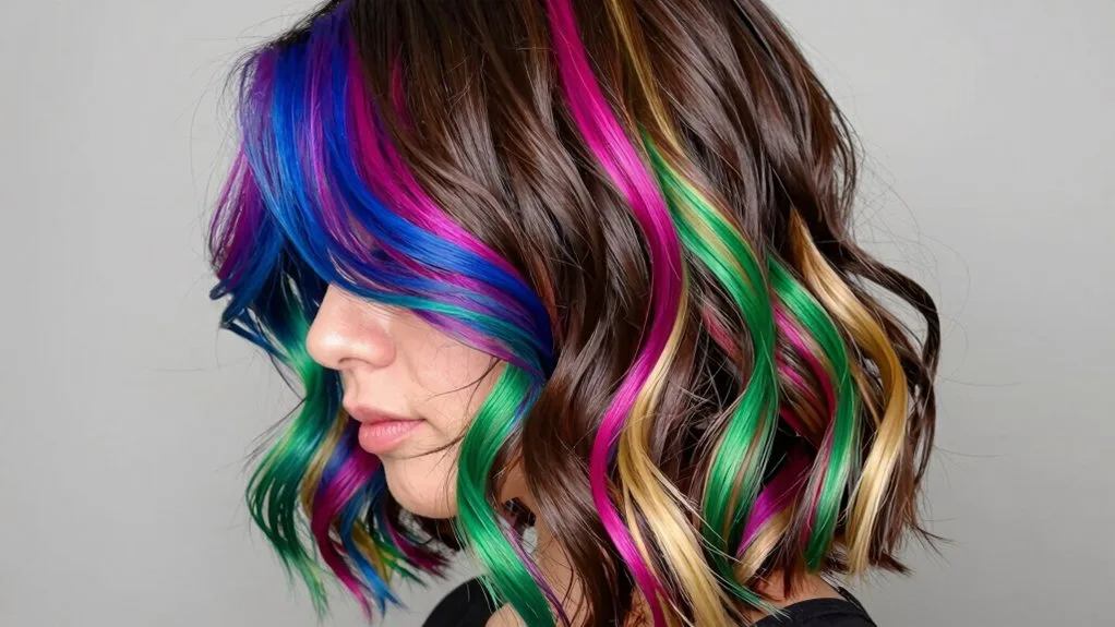 vibrant rainbow peekaboo technique