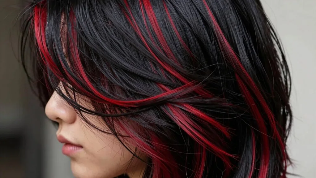 vibrant red streaks technique