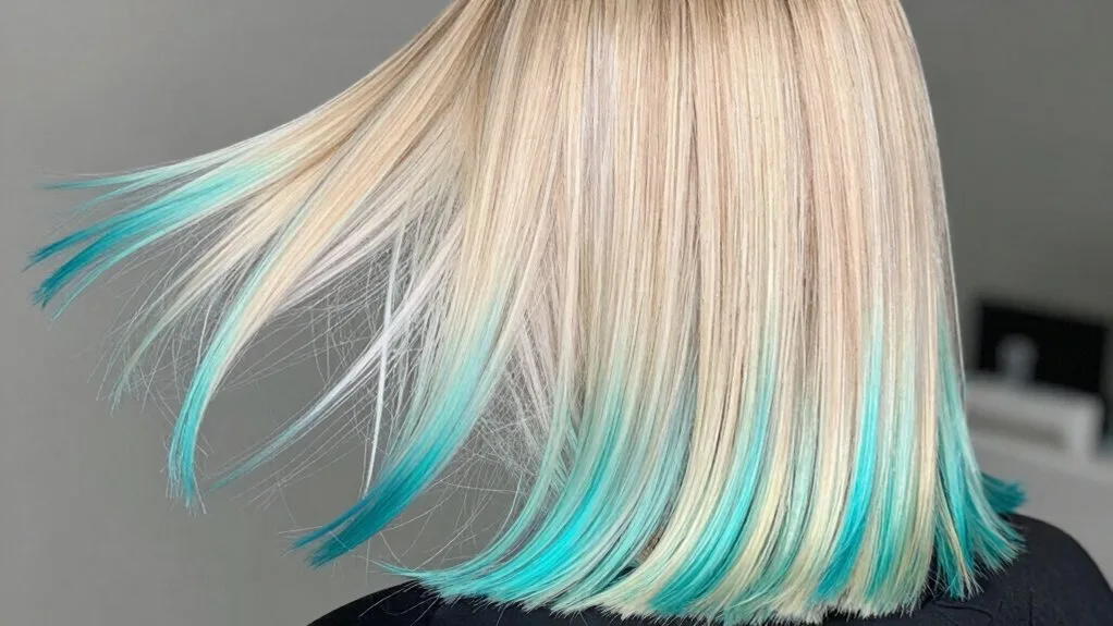 vibrant turquoise peekaboo highlights