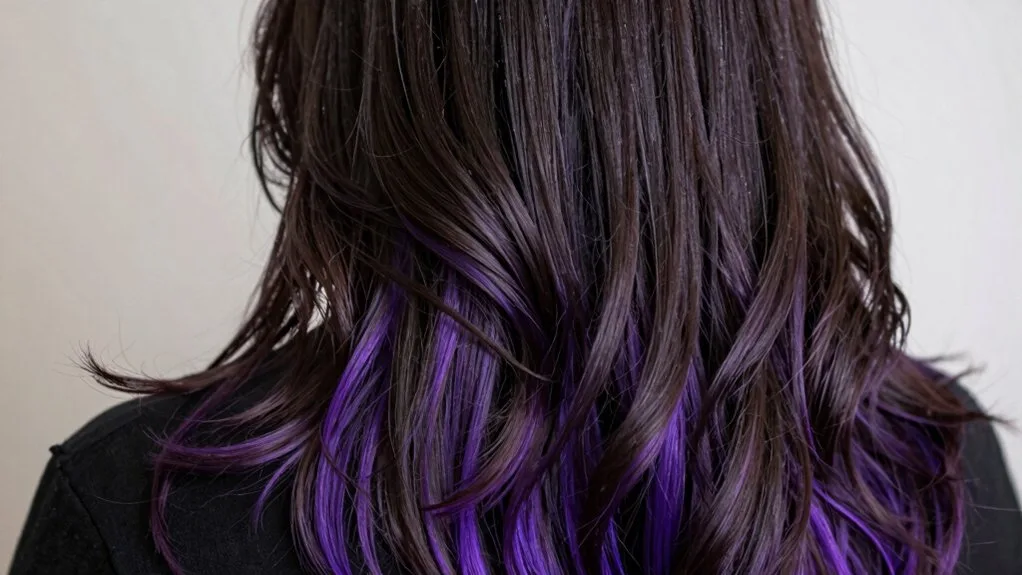 violet hair highlights contrast