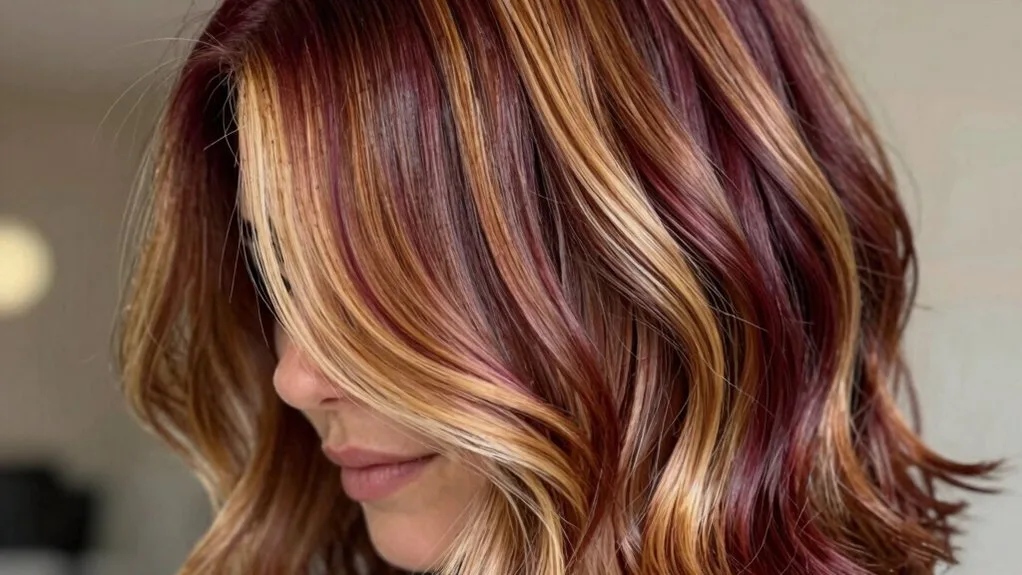 warm burgundy cherry blonde