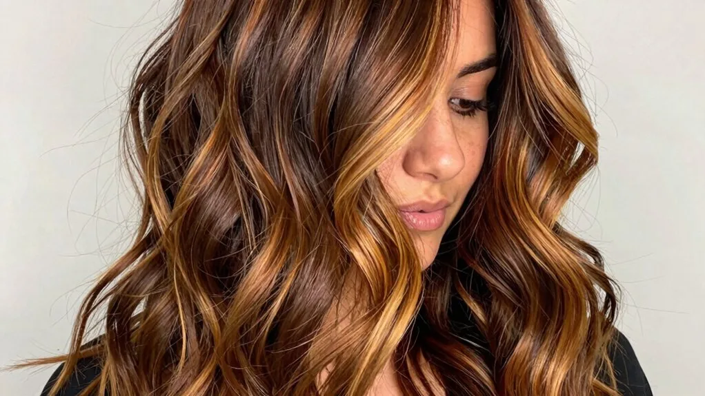 warm caramel chestnut balayage