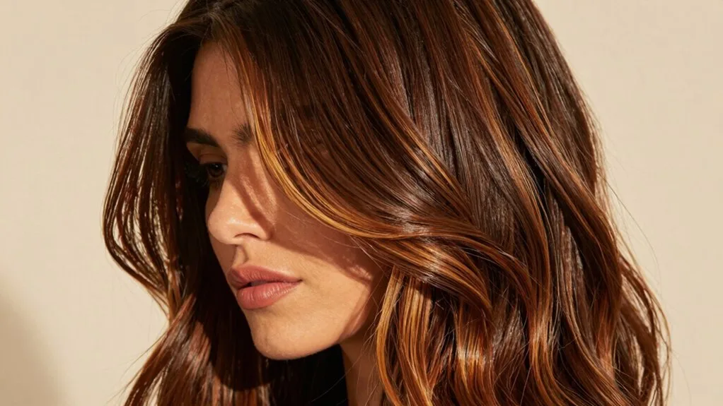 warm caramel highlights for brunettes