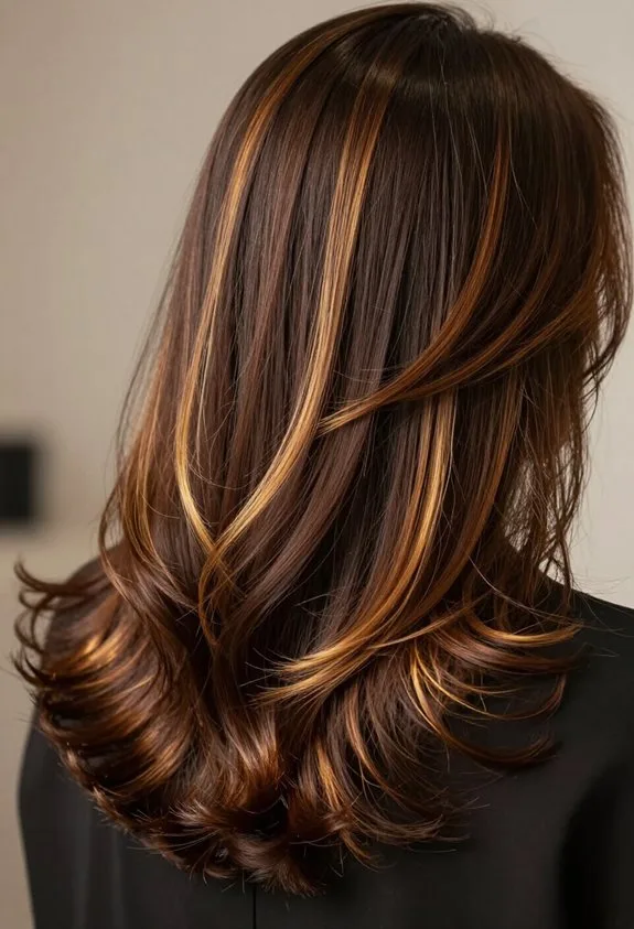 warm caramel highlights for elegance
