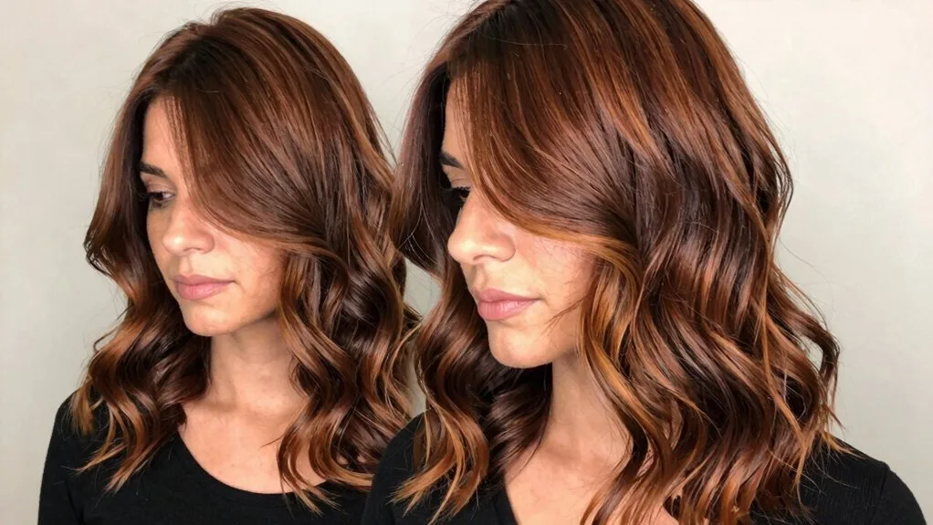 warm chestnut dimensional balayage